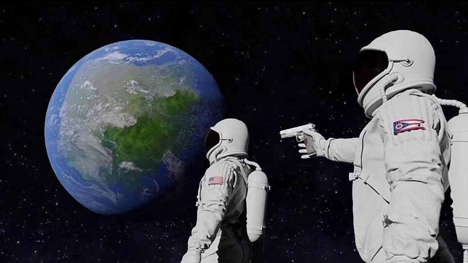 Two astronauts, Always Has Been meme